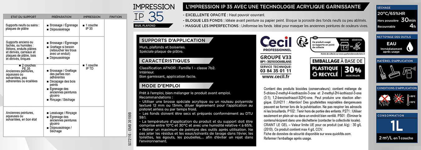 Sous-couche plaque de plâtre IP35 15L - Zoom2